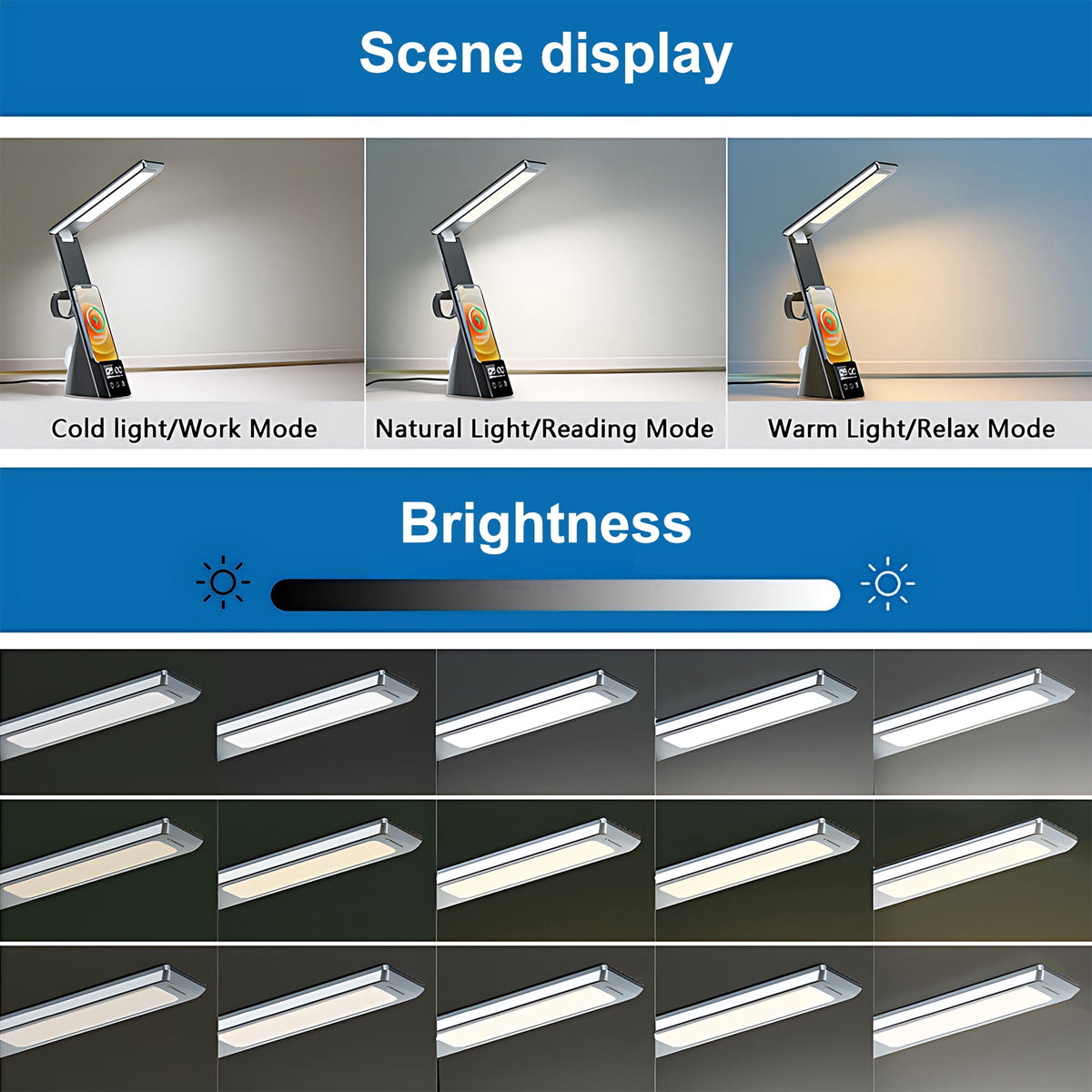 Elladera LED Desk Lamp with Wireless Charging,7-in-1 Touch Control Table Lamp,15W