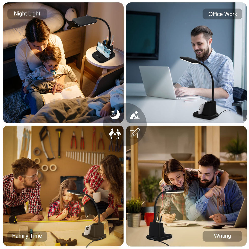 Elladera Sailstar LED Desk Lamp with Wireless Charging, 3 Color Modes,CRI 85,