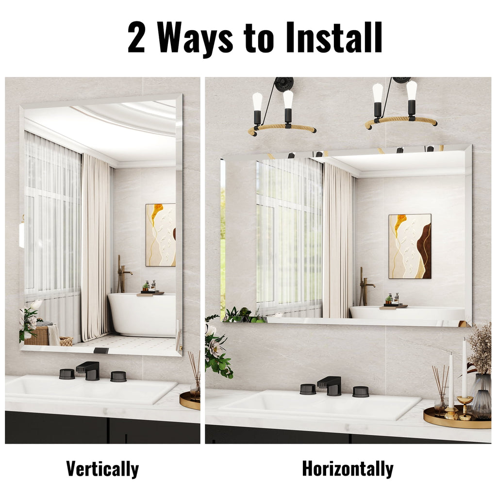 Elladera Puremirror 20"x28" Rectangular Bathroom Wall Mirror Frameless Vanity Mirror