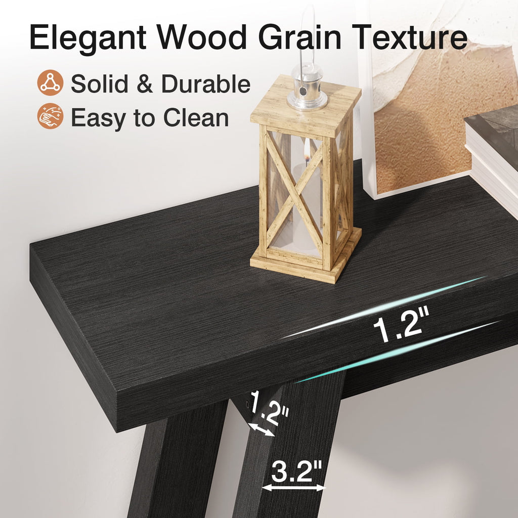 Elladera 54" Farmhouse 2-Tier Console Table,Wooden Entryway Sofa Table, Black