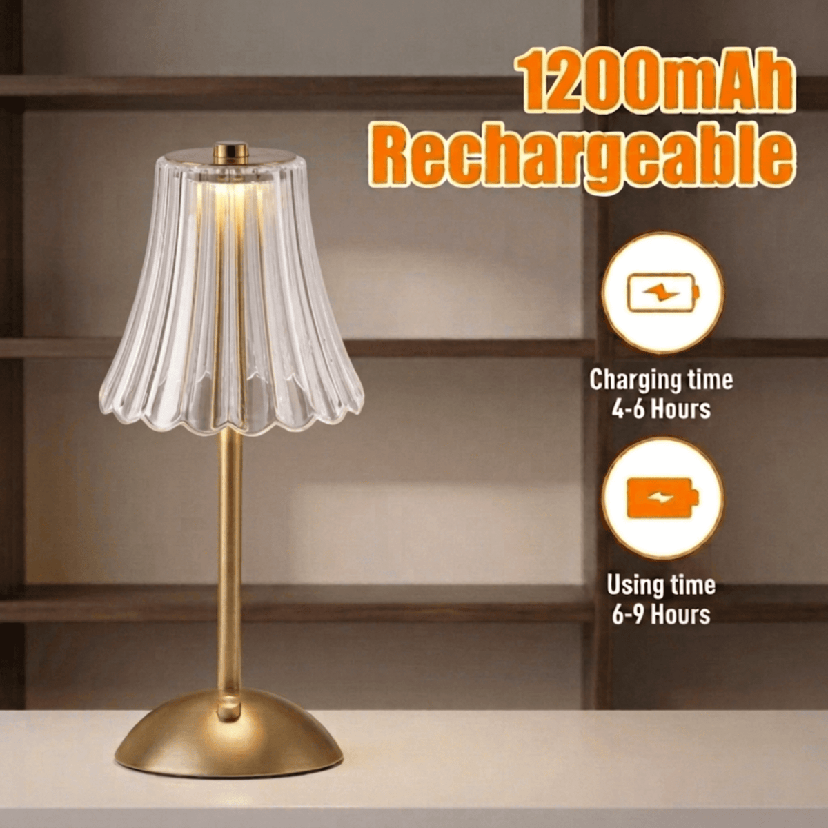 Elladera Cordless Table Lamp 2 Pack, 3 Color Temperatures & Stepless Dimming, Table