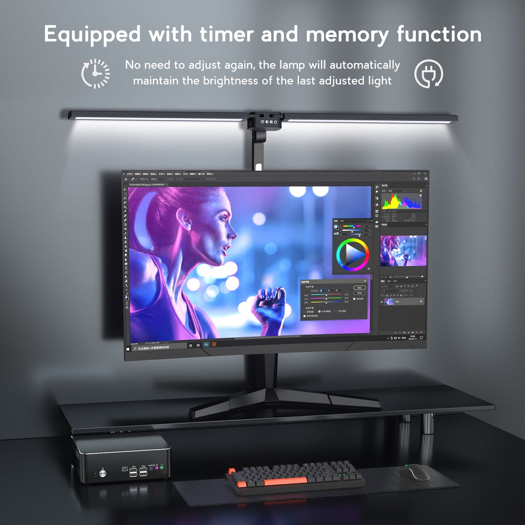 Elladera CAALOGT LED Desk Lamp, Dual Head 3-Light with Remote Control and Stepless