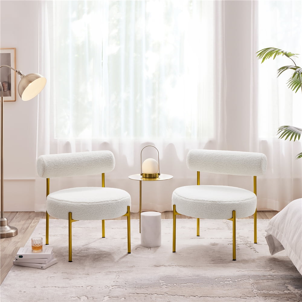 Elladera Yaheetech Modern Boucle Accent Chair with Gold Metal Legs for Living Room