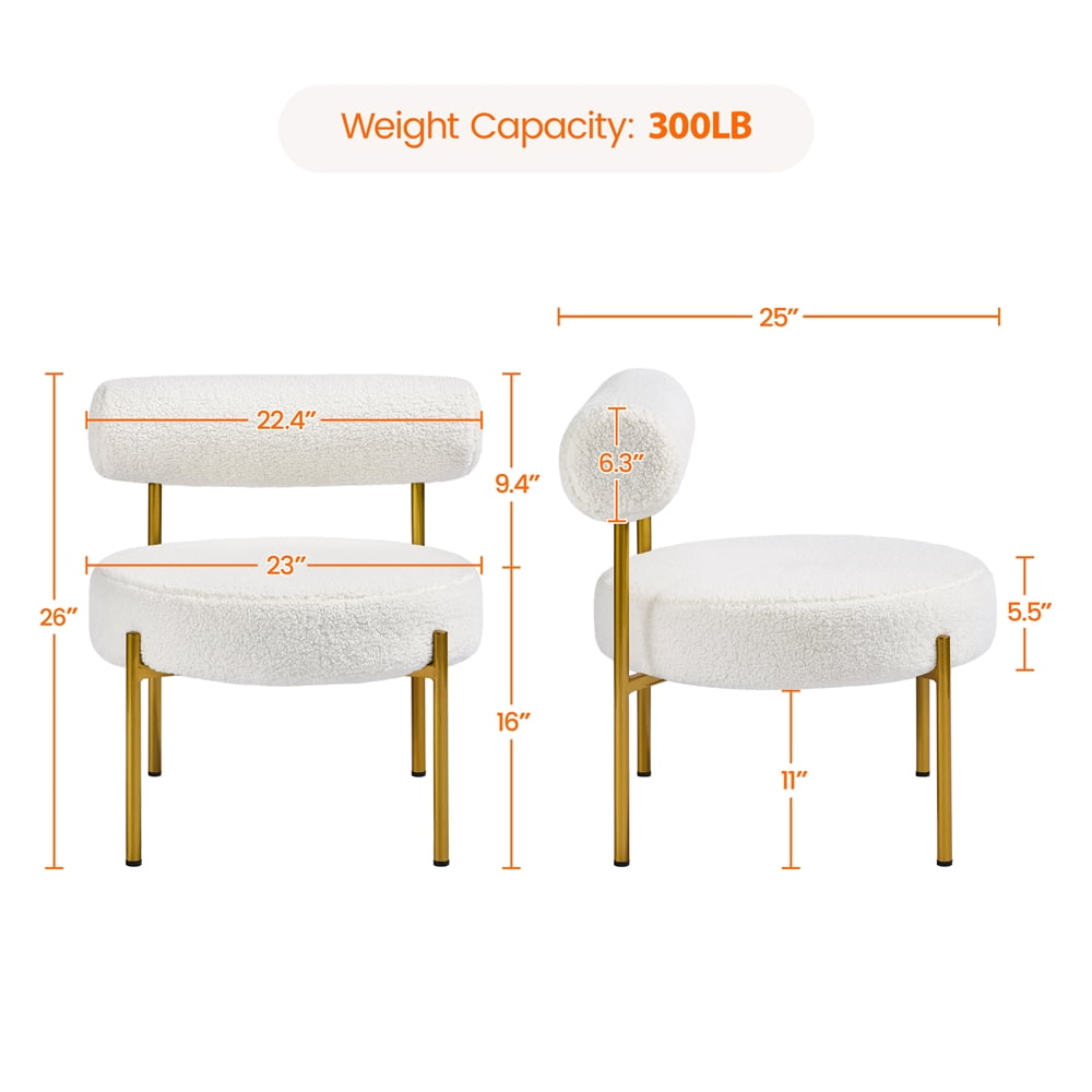 Elladera Yaheetech Modern Boucle Accent Chair with Gold Metal Legs for Living Room