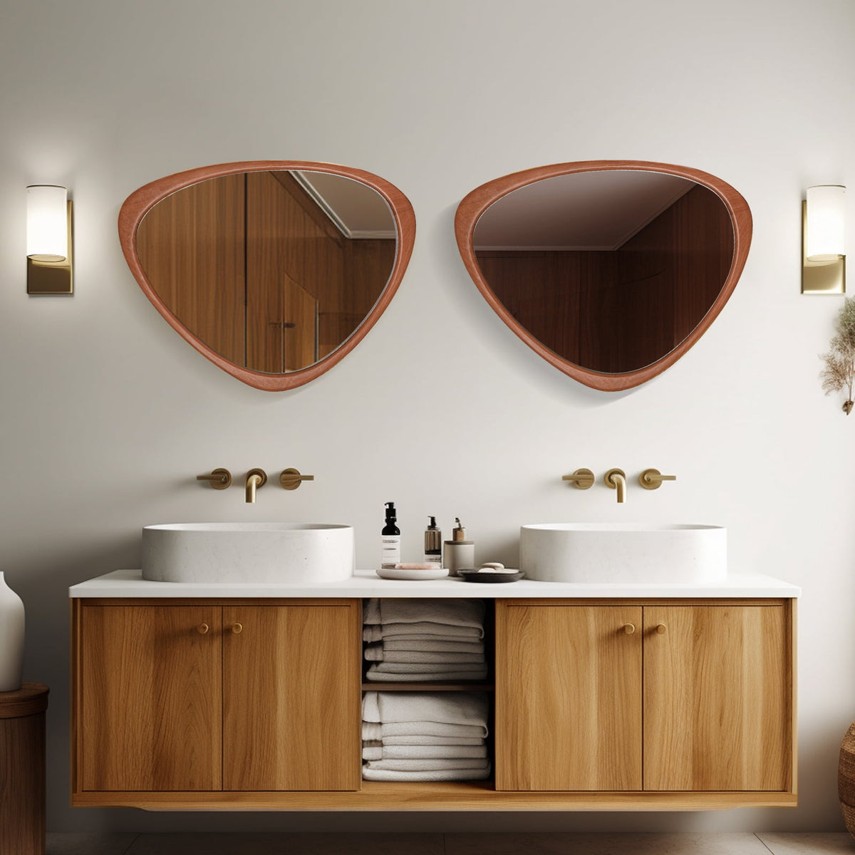 Elladera Irregular Wood Frame Wall Mirror, Asymmetrical Decorative Mirror for
