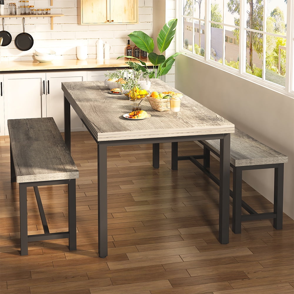 Elladera LinkRomat 3 Piece Dining Room Table Set for 4, 47" Farmhouse Dining Table