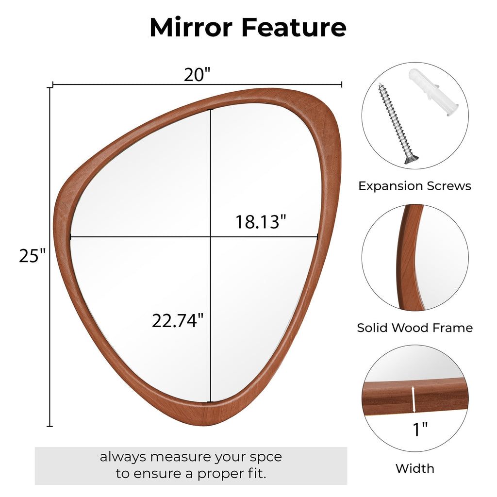 Elladera Irregular Wood Frame Wall Mirror, Asymmetrical Decorative Mirror for