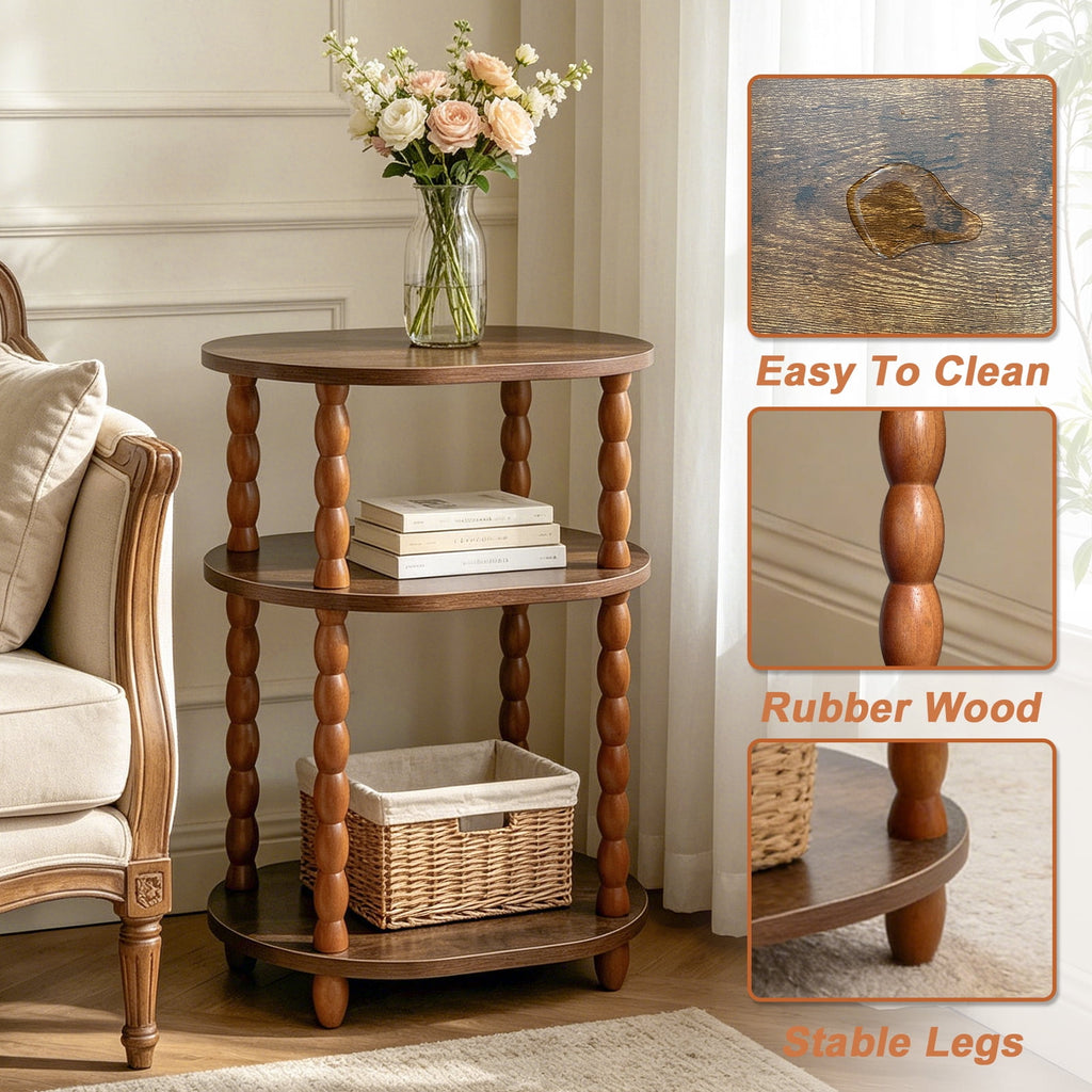 Elladera GOODLAN Wooden 3-Tier Side Table, Small End Table for Living Room and