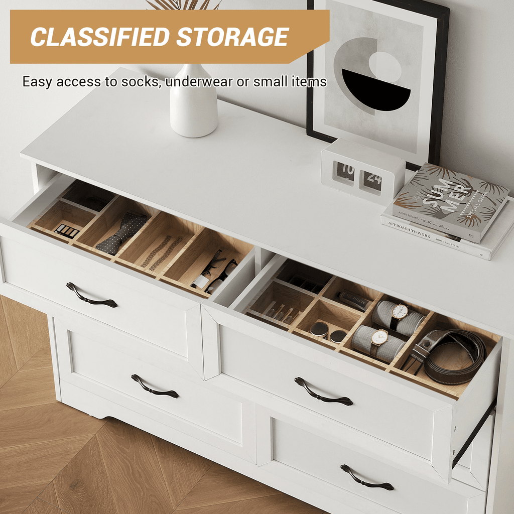 Elladera Farmhouse 6 Drawer Double Dresser, Wide Wood Dressers & Chests of Drawers