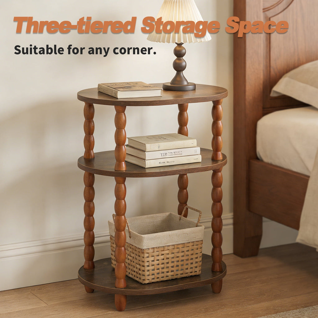 Elladera GOODLAN Wooden 3-Tier Side Table, Small End Table for Living Room and