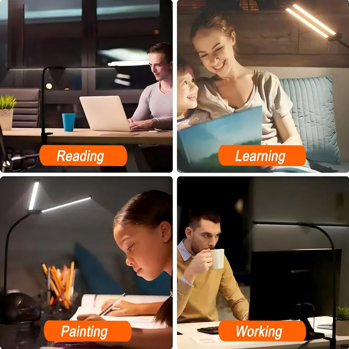Elladera Desk Lamp- 12W Ultra Bright Auto Dimming Desk Light, Multi-Angle