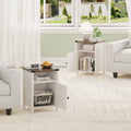 Elladera 4 EVER WINNER Farmhouse 2-Pack Barn Door Side Tables, Cream White Storage