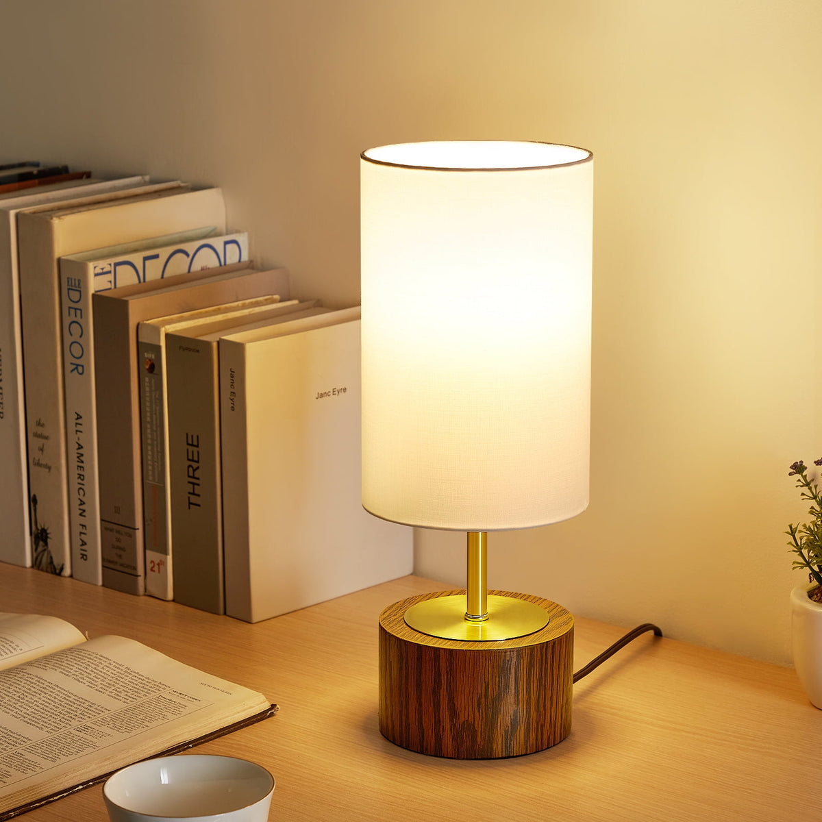 Elladera NATYSWAN Bedside Table Lamps Set of 2,Touch Control Nightstand Lamp with