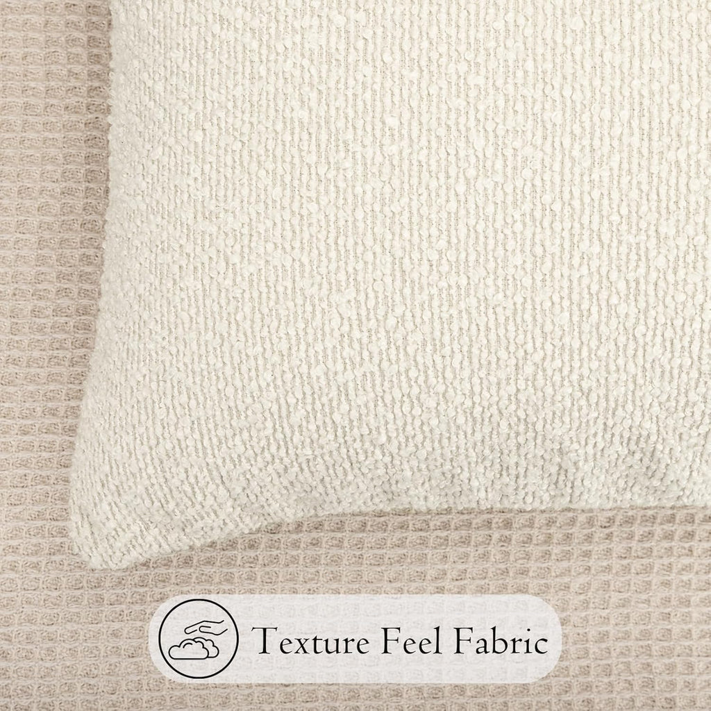 Elladera 12x24 inch Boucle Lumbar Pillow Cover, Cream Woven Texture Neutral Long