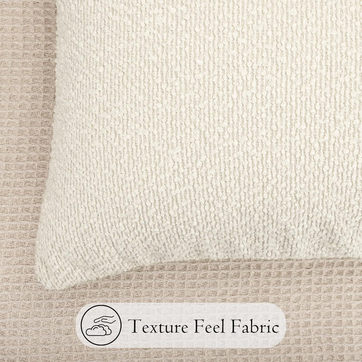Elladera 12x24 inch Boucle Lumbar Pillow Cover, Cream Woven Texture Neutral Long