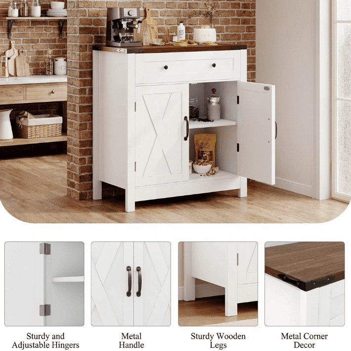 Elladera Exnote 30" Coffee Bar Station Cabinet, Kitchen Storage Sideboard with