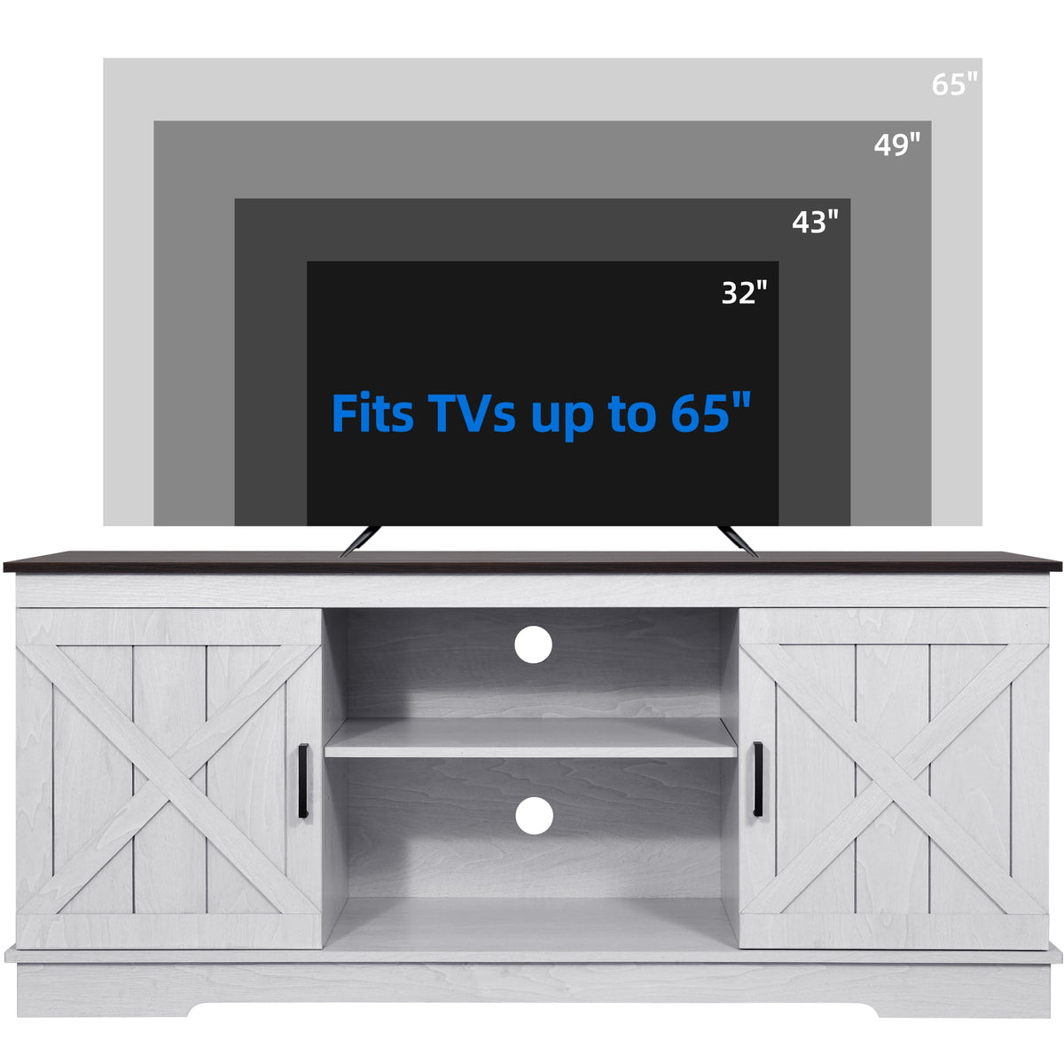 Elladera Dextrus Farmhouse TV Stand for 65 inch TV, Entertainment Center for Living
