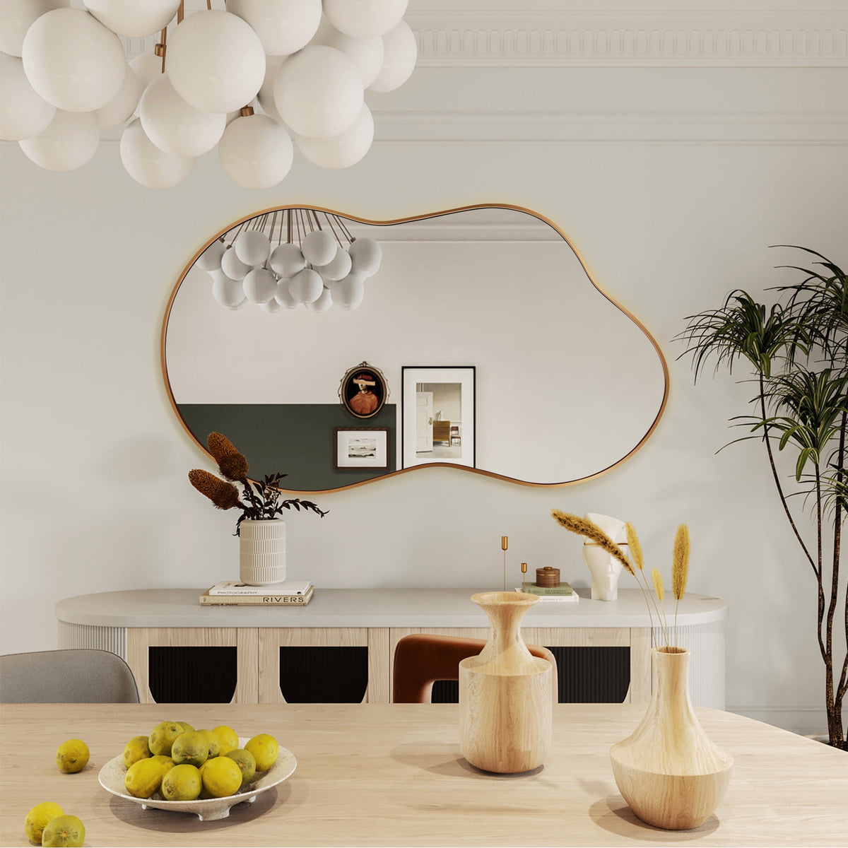 Elladera Irregular Wall Mirror 36"x20" Cloud Shaped Mirrors for Bathroom
