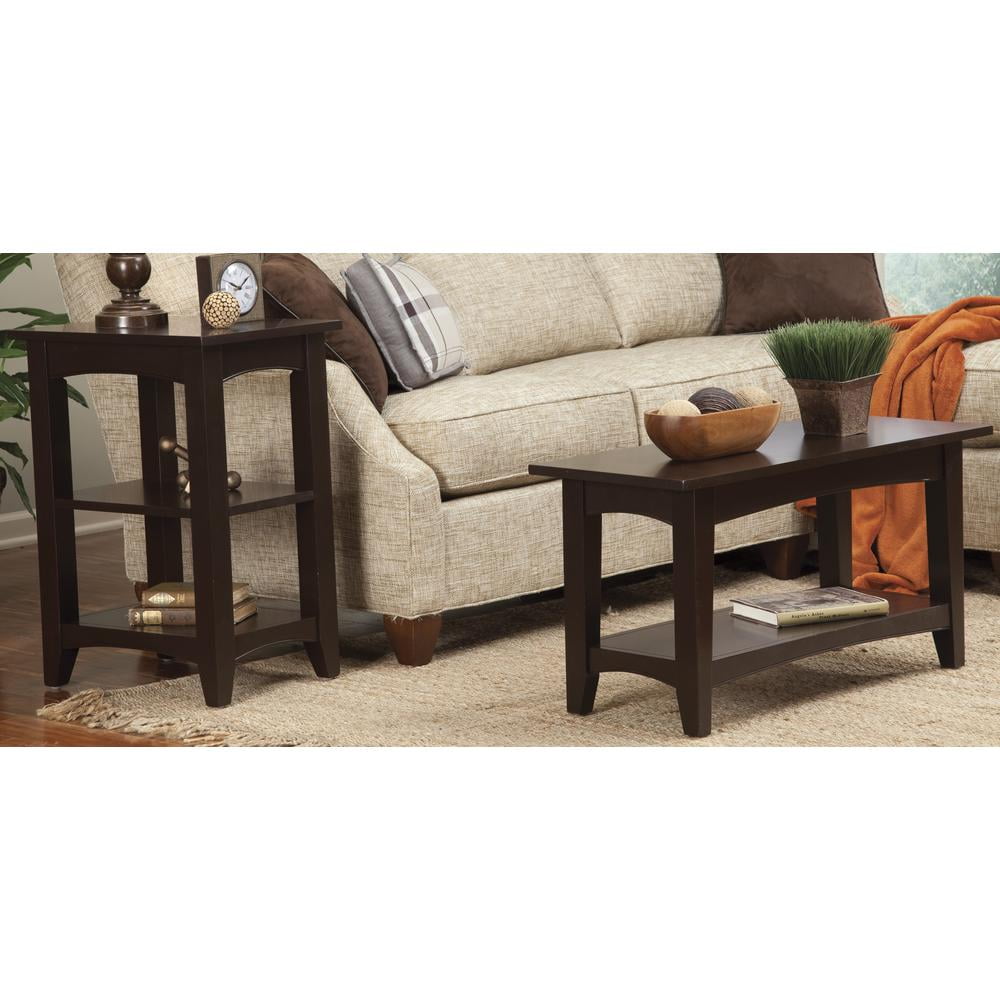 Elladera Alaterre Furniture Shaker Cottage 2-Shelf End Table, Chocolate Finish