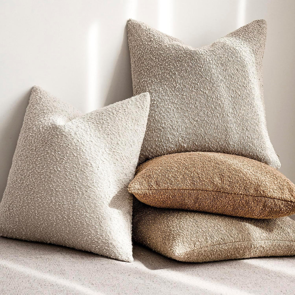 Elladera Pack of 2, Decorative Textured Boucle Throw Pillow Covers Accent Solid