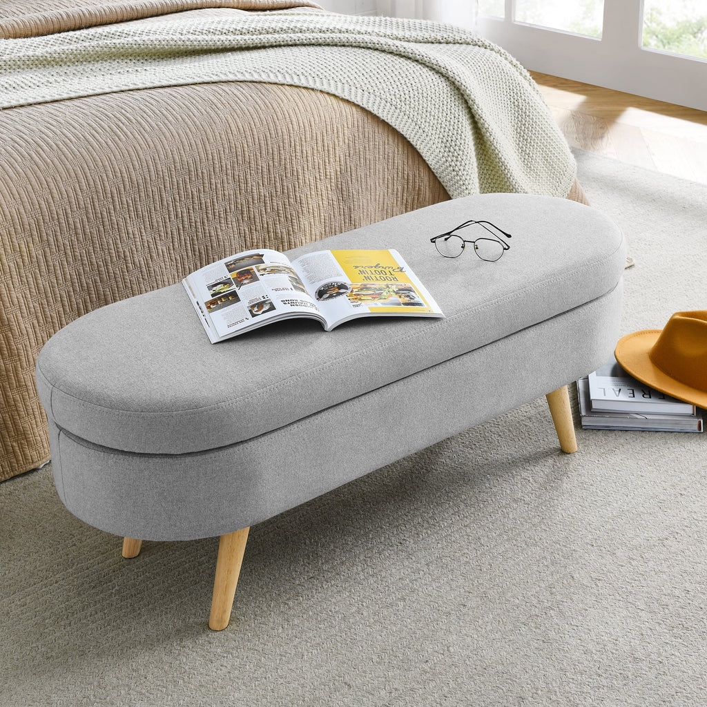 Elladera 43.5" Linen Storage Ottoman Bench for Bedroom,Upholstered Boucle Ottoman