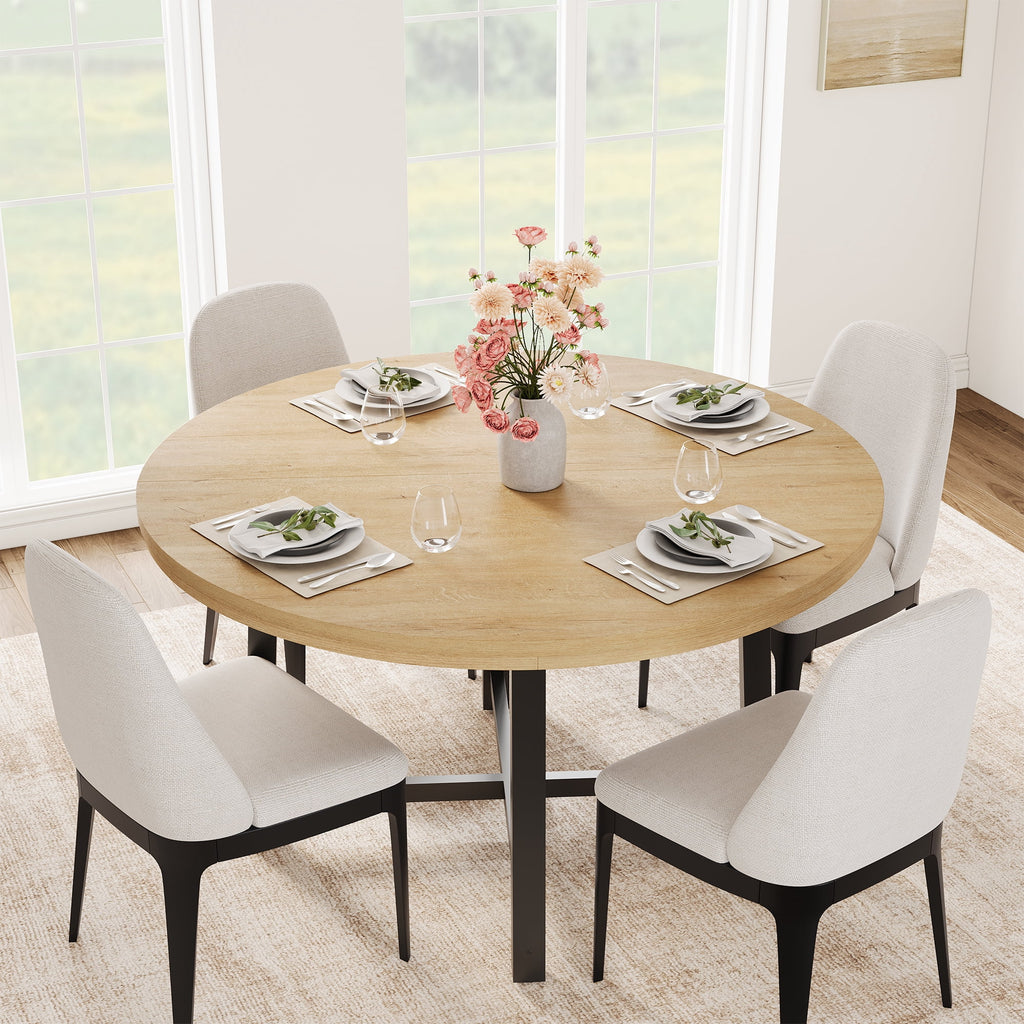 Elladera 47" Round Dining Table for 4-6 – Sturdy Wood Kitchen Table with Durable
