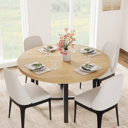 Elladera 47" Round Dining Table for 4-6 – Sturdy Wood Kitchen Table with Durable