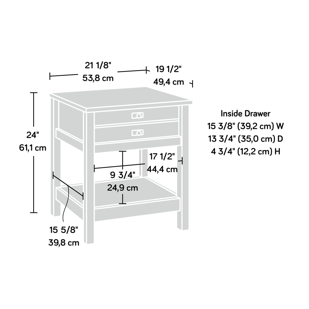 Elladera Sauder Cottage Road 1 Drawer Nightstand, Soft White Finish