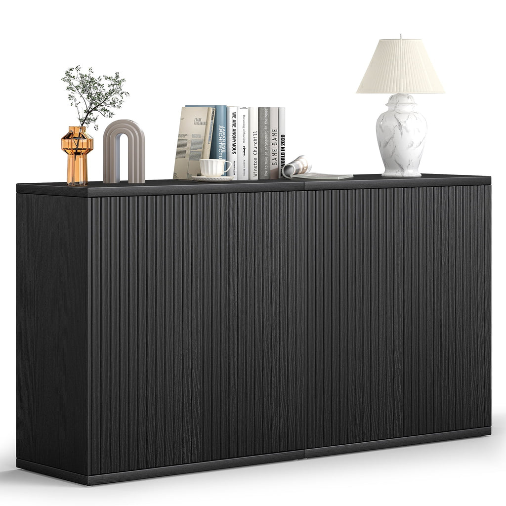 Elladera Sideboard Buffet Cabinet with Doors and Adjustable Shelves, Fluted Small