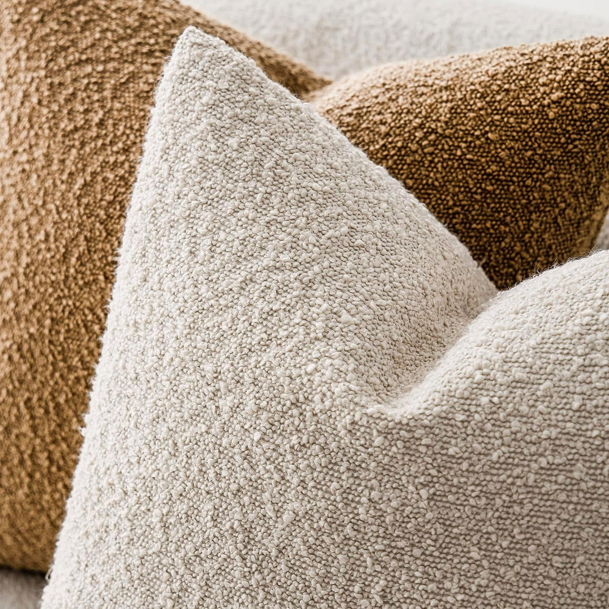 Elladera Pack of 2, Decorative Textured Boucle Throw Pillow Covers Accent Solid
