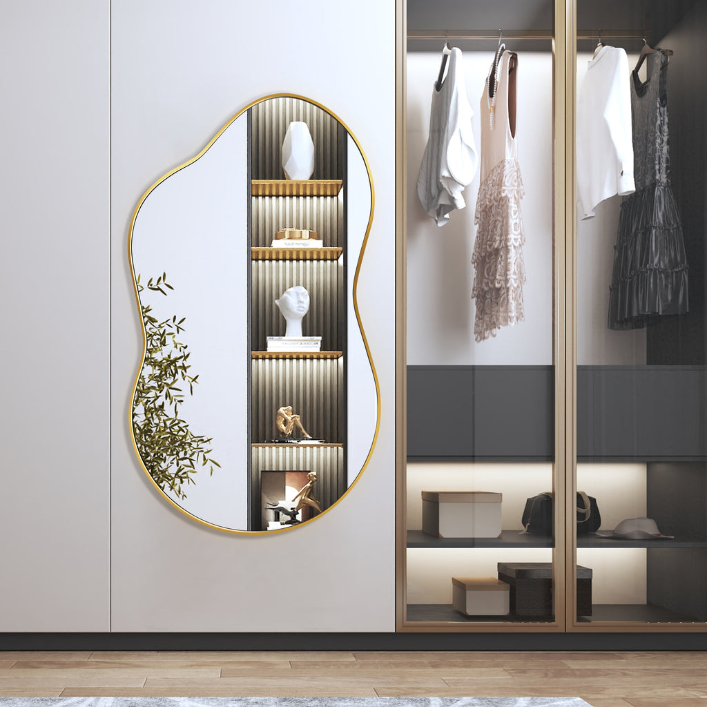 Elladera FRMALL 24"x36" Irregular Wall Mirror Gold Mirror Cloud Shaped