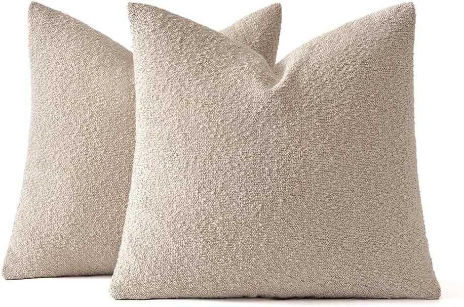 Elladera 24x24 Inch Decorative Euro Sham Pillow Covers Set of 2 Textured Boucle
