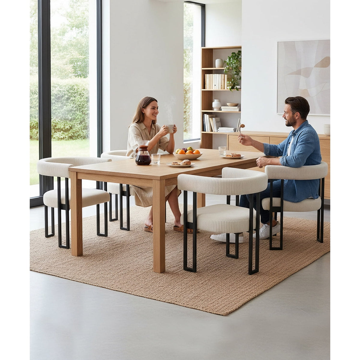 Elladera Boucle Dining Chair Set of 2 Corduroy Upholstered Dining Room Chairs