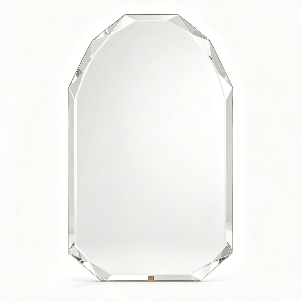 Elladera Gleamira 20"x28" Frameless Arched Bathroom Mirror Beveled Diamond Edge