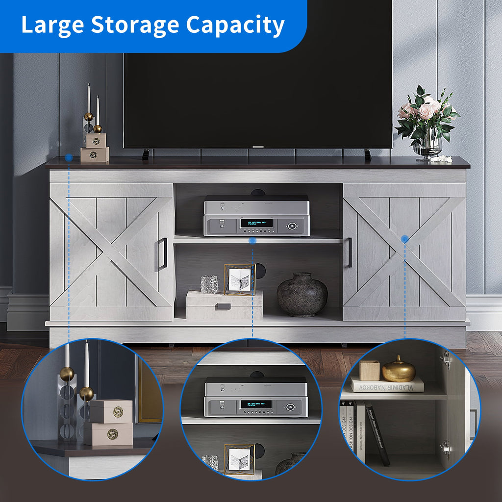 Elladera Dextrus Farmhouse TV Stand for 65 inch TV, Entertainment Center for Living