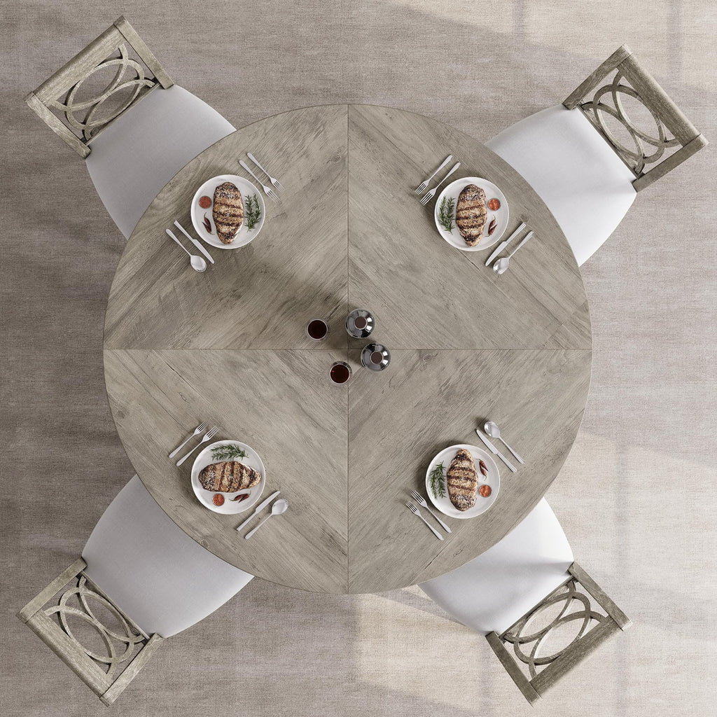 Elladera 47-Inch Round Dining Table for 4, Wooden Pedestal Farmhouse Table, Modern