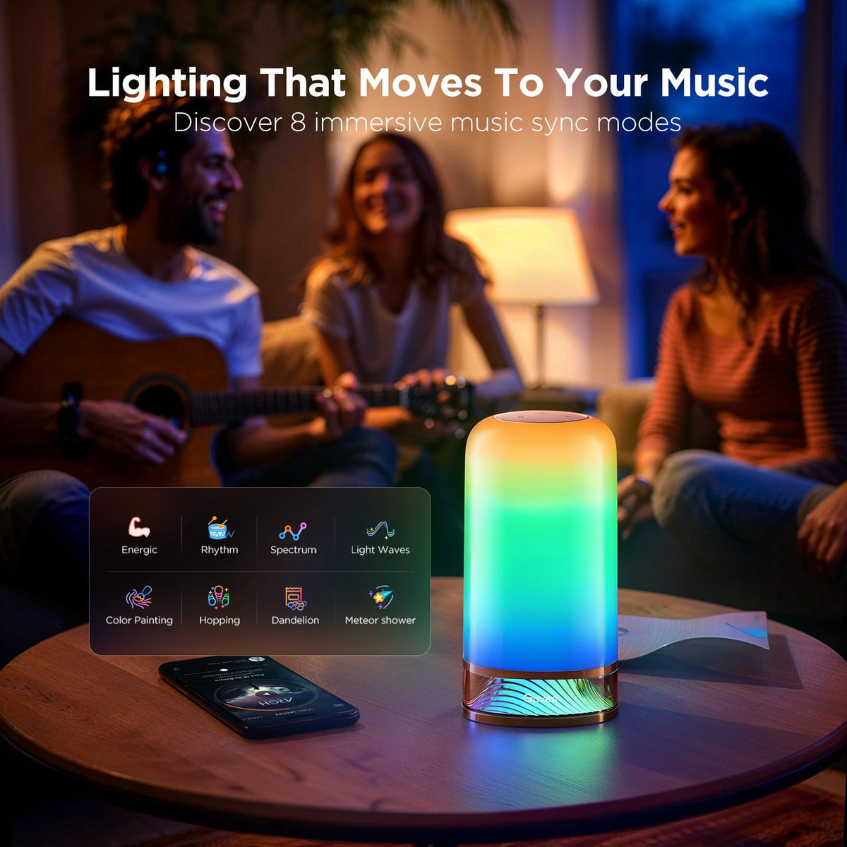 Elladera Govee Smart Table Lamp Bedside Lamp- RGBIC Color Changing, Dimmable, Touch