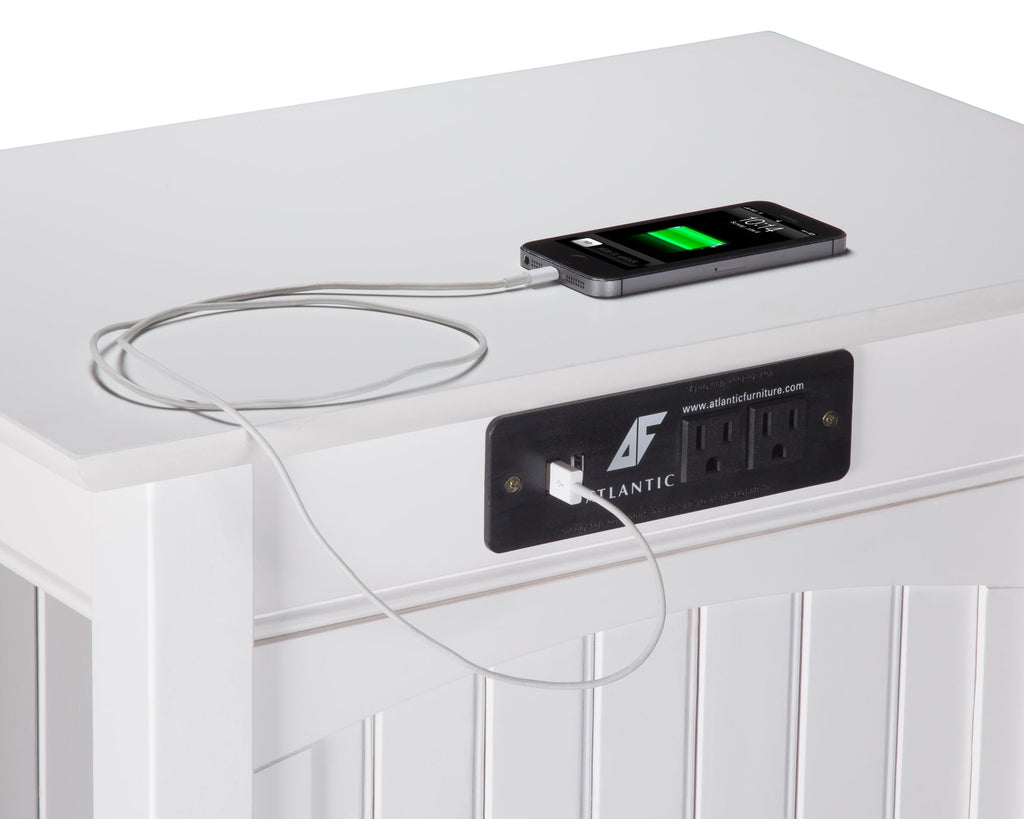 Elladera Nantucket Chair Side Table with Charging Station, White