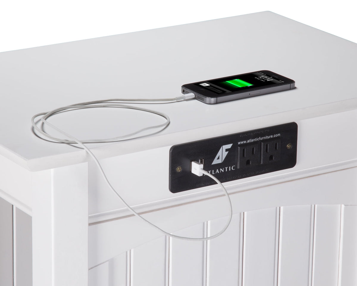 Elladera Nantucket Chair Side Table with Charging Station, White