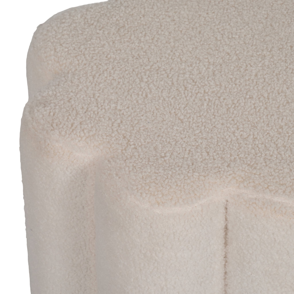 Elladera Petal Shaped Boucle Ottoman for Home Decor- Boho Vanity Chair for Bedroom