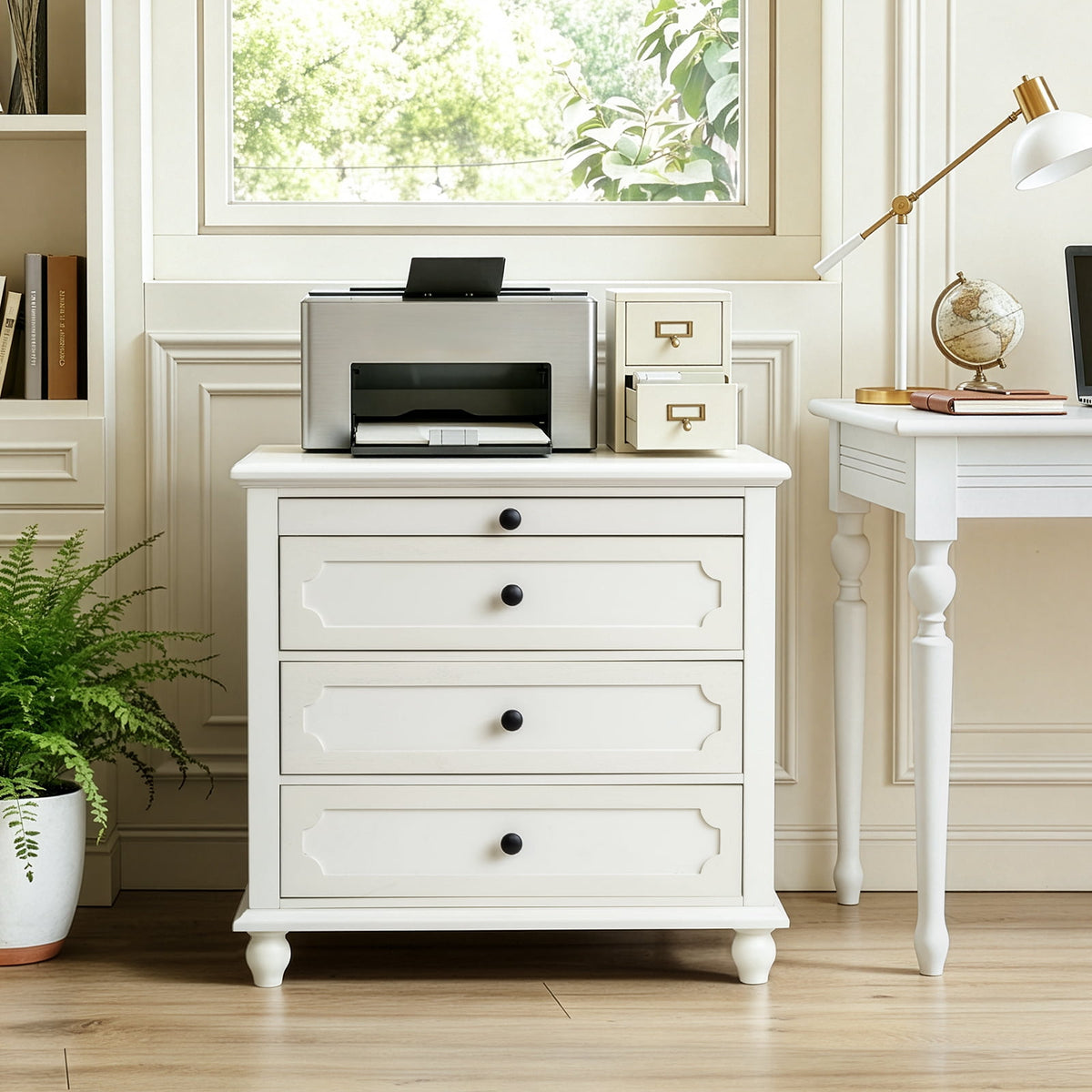 Elladera Solid Wood Nightstand with Outlets & USB Ports, 3 Drawer Traditional