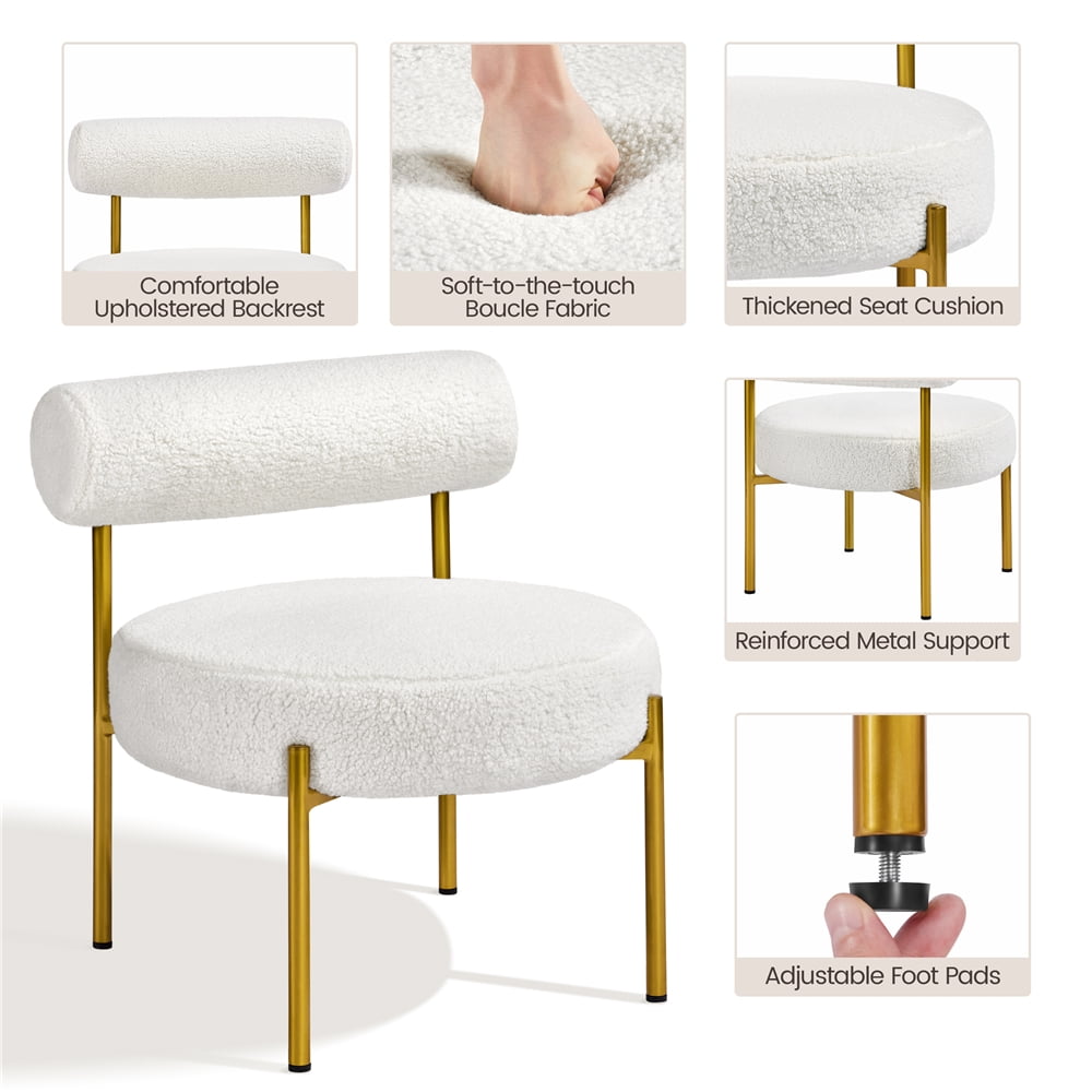 Elladera Yaheetech Modern Boucle Accent Chair with Gold Metal Legs for Living Room