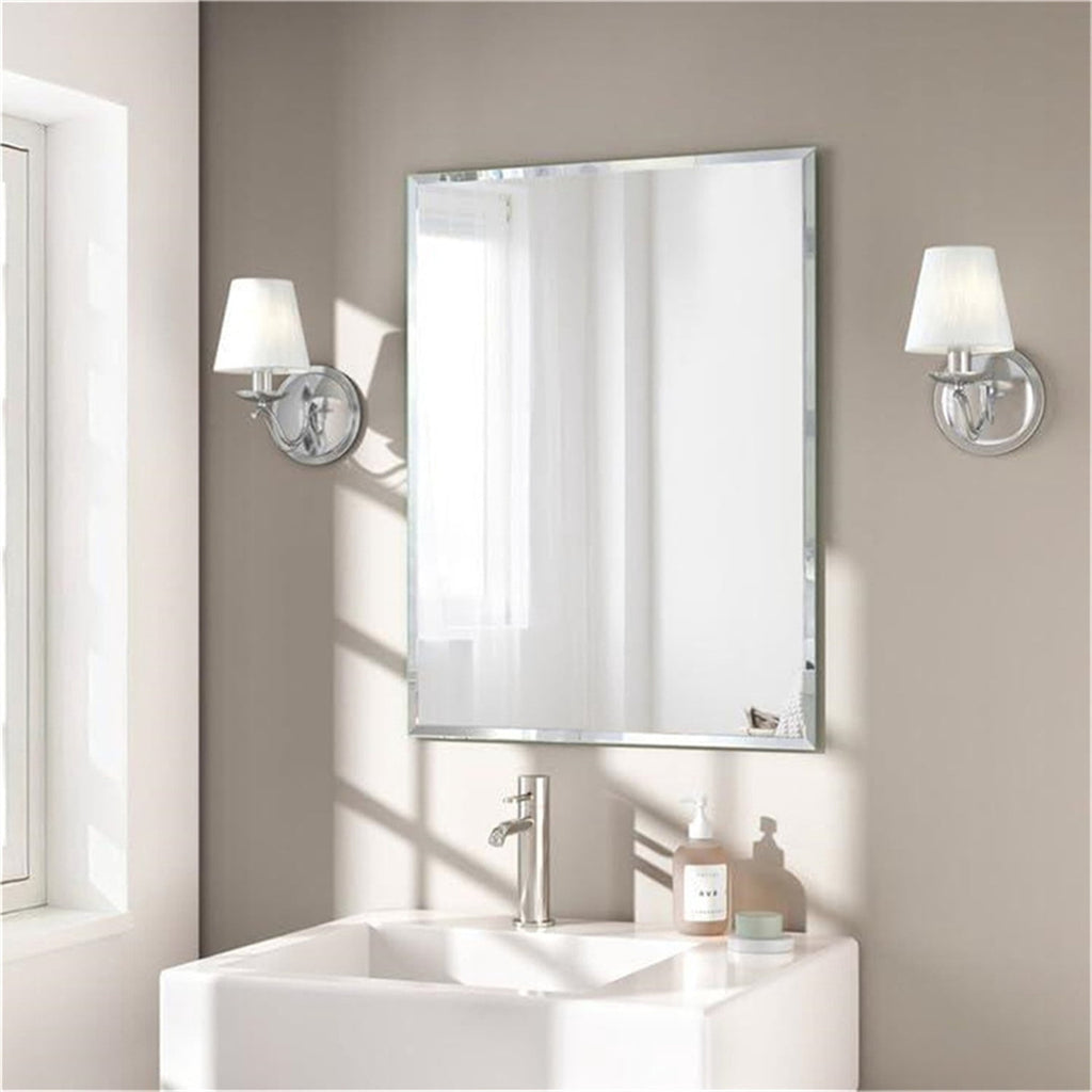 Elladera LUVODI 24x34inch Beveled Polished Wall Mirror Frameless Bathroom Mirrors