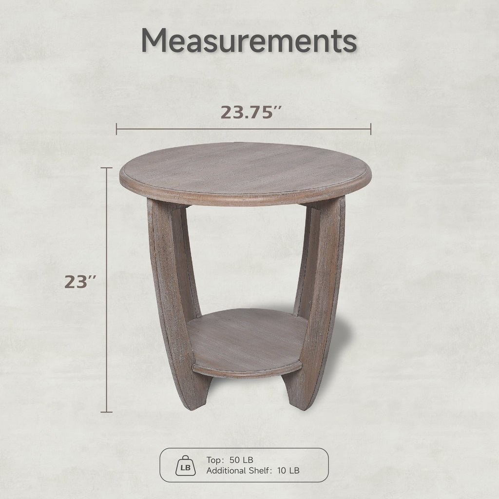 Elladera COZAYH Rustic Farmhouse Wooden End Table- Storage Shelf- Grey Finish