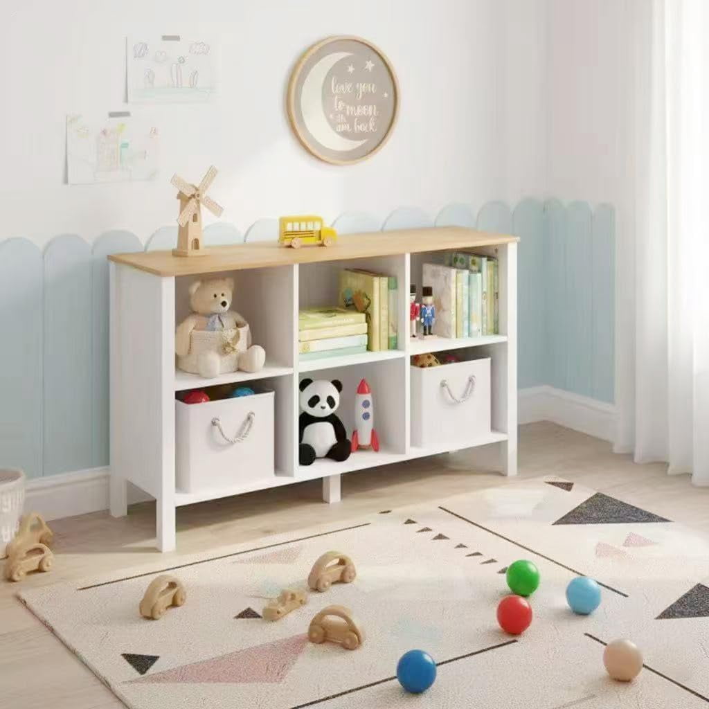 Elladera NEWADARA 6-Cube Bookcase, Farmhouse Wooden Bookshelf Low Storage