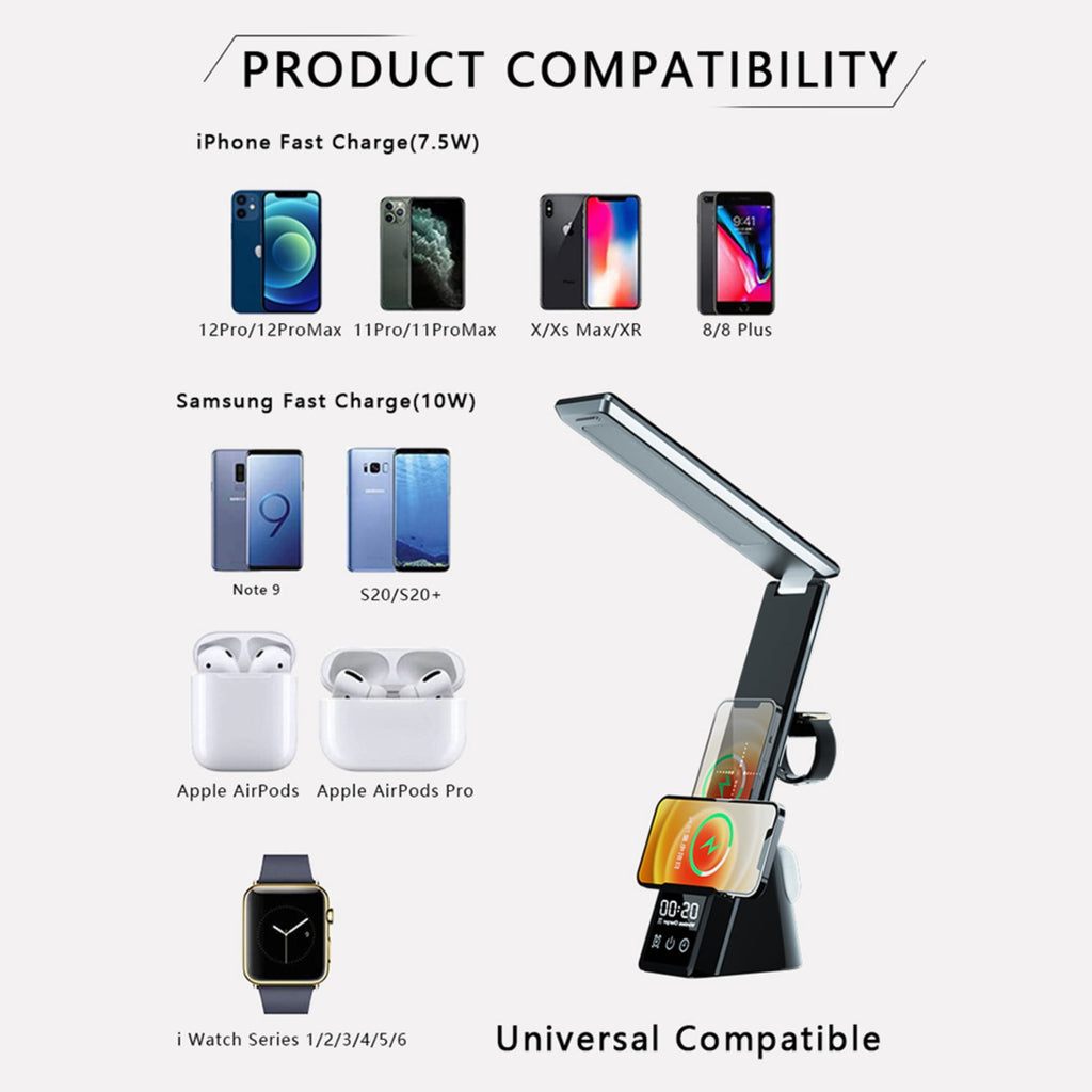 Elladera LED Desk Lamp with Wireless Charging,7-in-1 Touch Control Table Lamp,15W