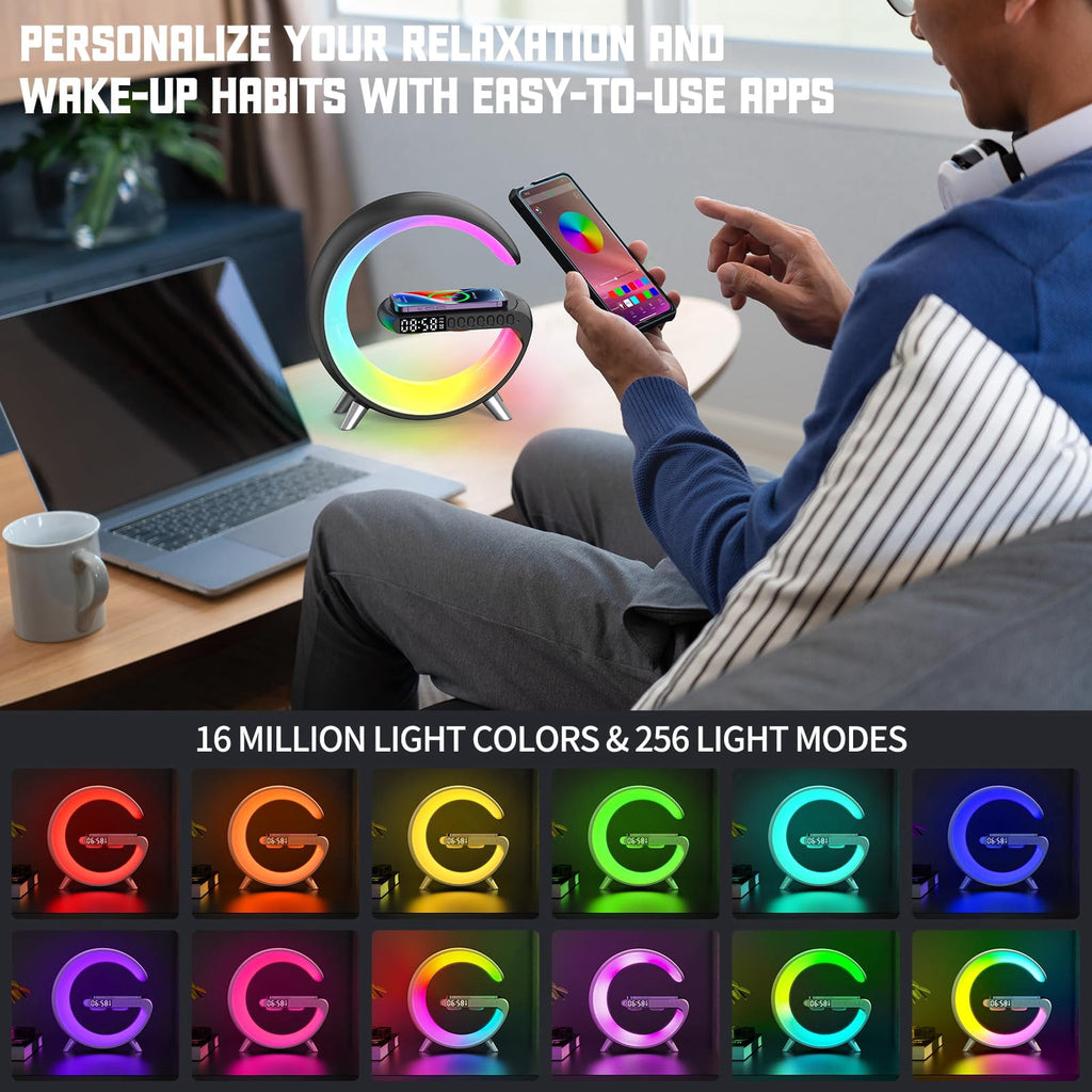 Elladera 2025 New Wireless Charger Atmosphere Lamp, 4-in-1 Bluetooth Speaker with