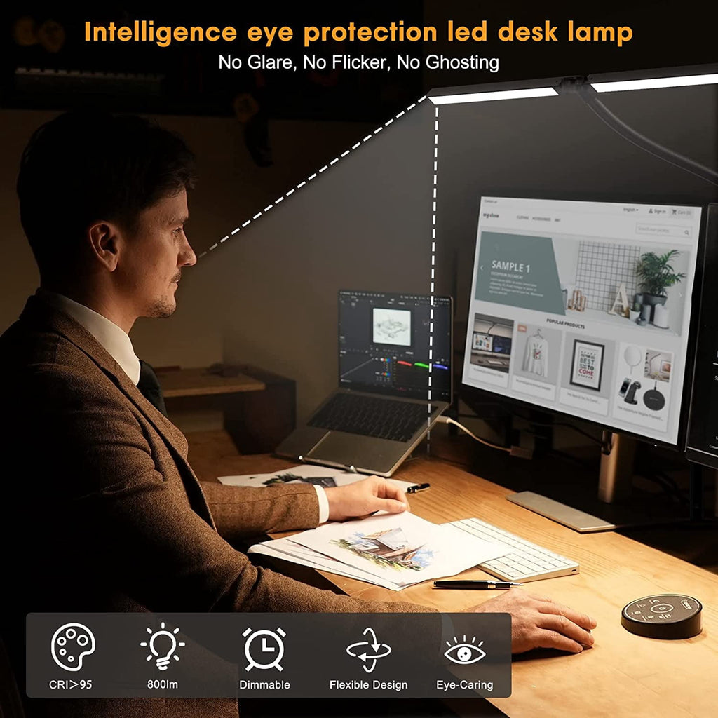 Elladera LED Desk Lamp for Home Office- 24W Architect Table Lamp with Clamp