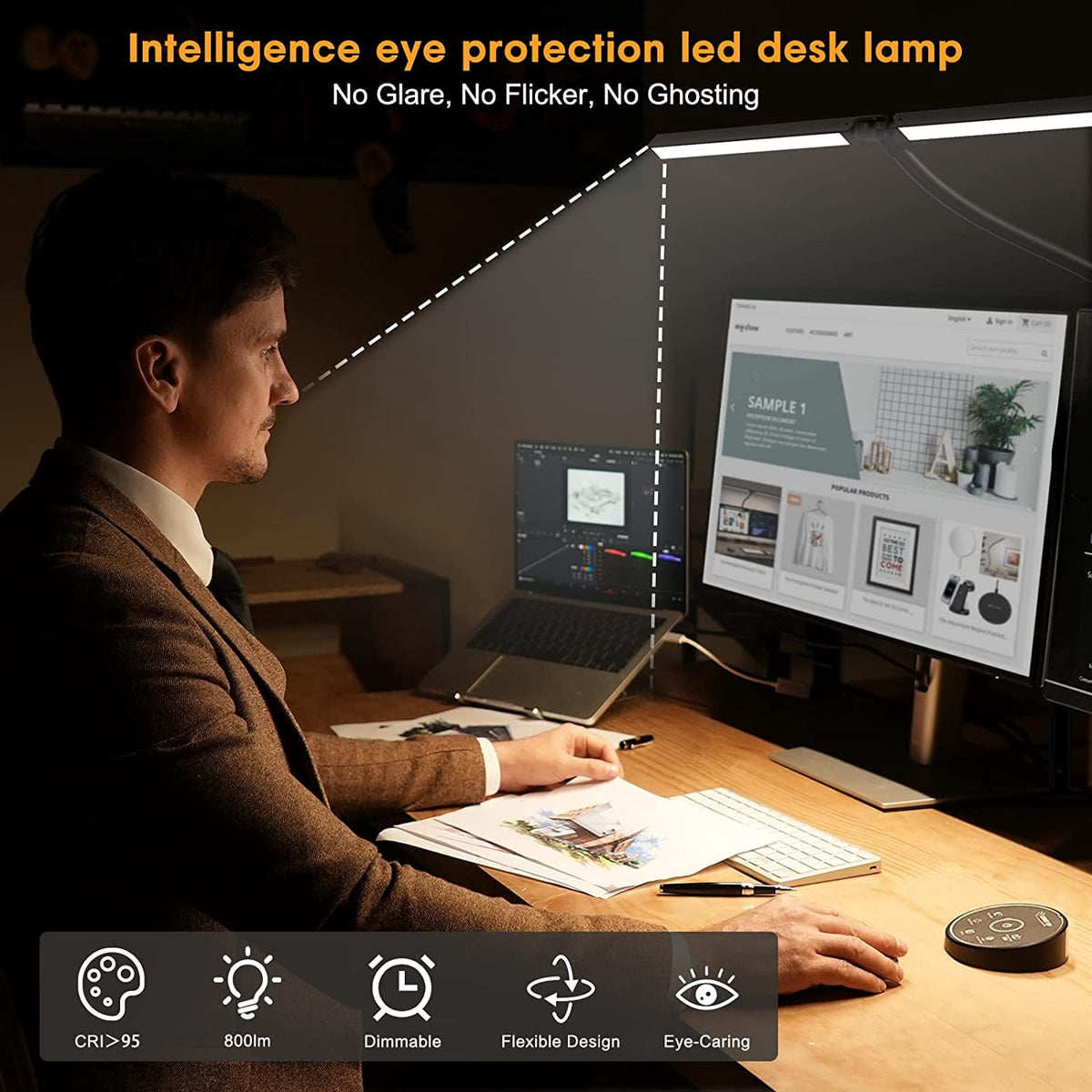 Elladera LED Desk Lamp for Home Office- 24W Architect Table Lamp with Clamp