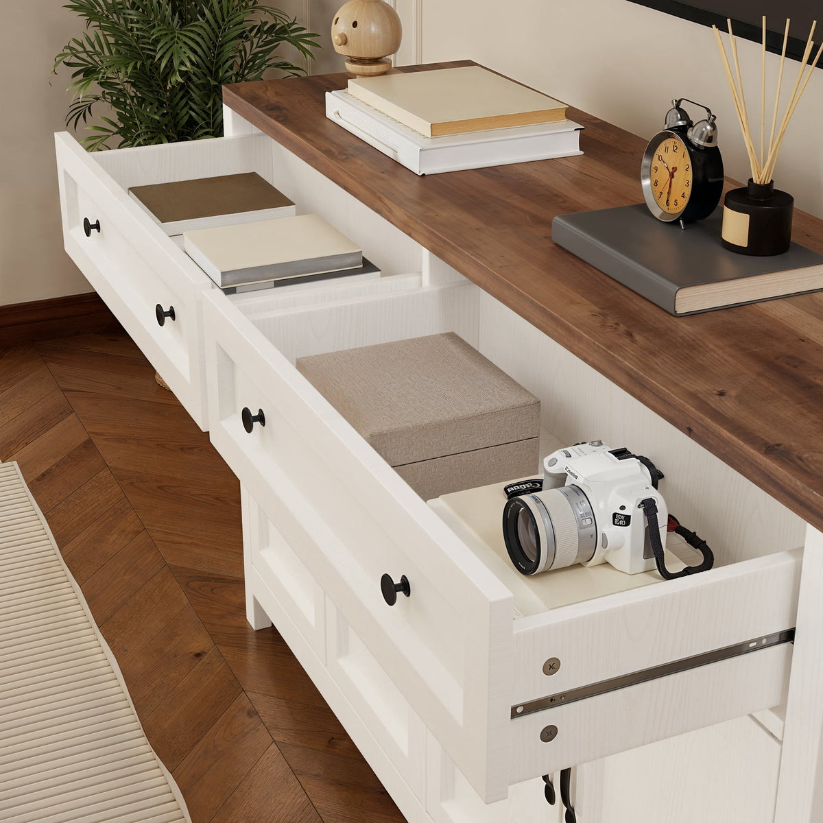 Elladera Aiho 55.1" Buffet Cabinet with 2 Drawers and 4 Doors, Farmhouse Sideboard